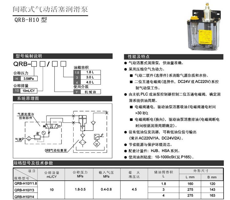 间歇式气动活塞润滑泵QRB-H10